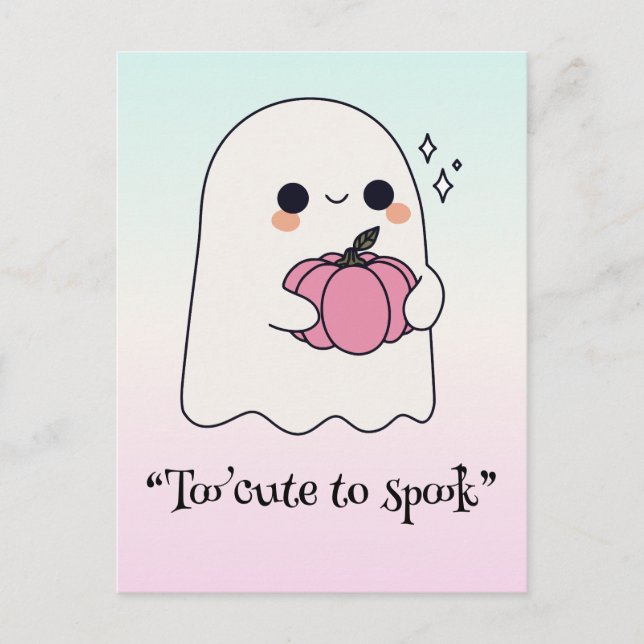 Postal Boo Kawaii, adorable halloween espeluznante (Anverso)