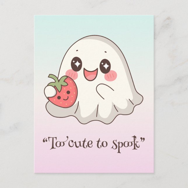 Postal Boo Kawaii, adorable halloween espeluznante (Anverso)