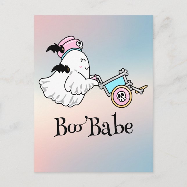 Postal Boo Kawaii, adorable halloween espeluznante (Anverso)