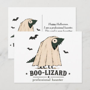 Postal Boo Lagarto Dragón Barbudo Arte de Halloween Fanta