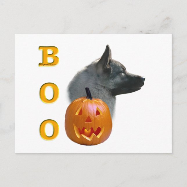 Postal Boo noruego Elkhound Halloween (Anverso)
