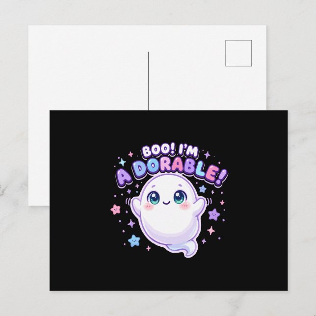 Postal Boo soy adorable fantasma lindo (Anverso / Reverso)