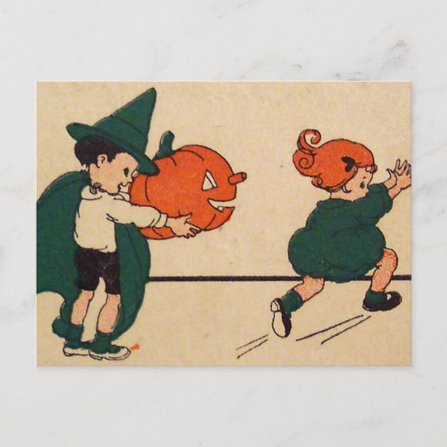 Postal ¡Boo! (Tarjeta Vintage de Halloween) (Anverso)