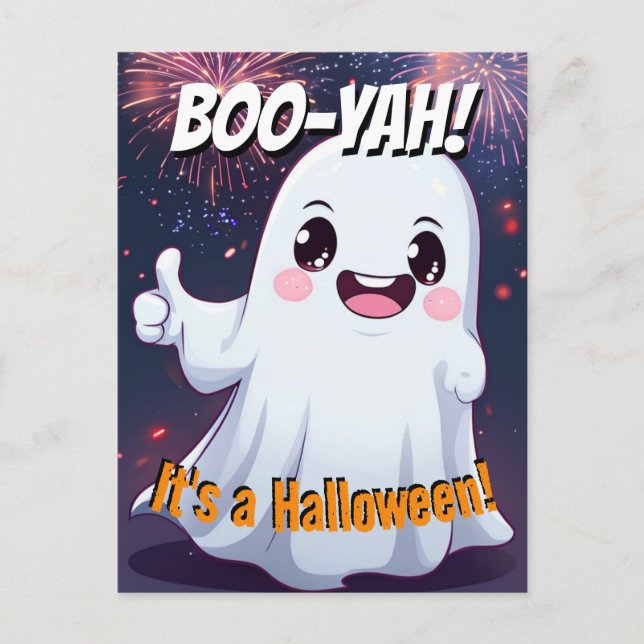 Postal Boo-yah es un fantasma divertido de Halloween (Anverso)