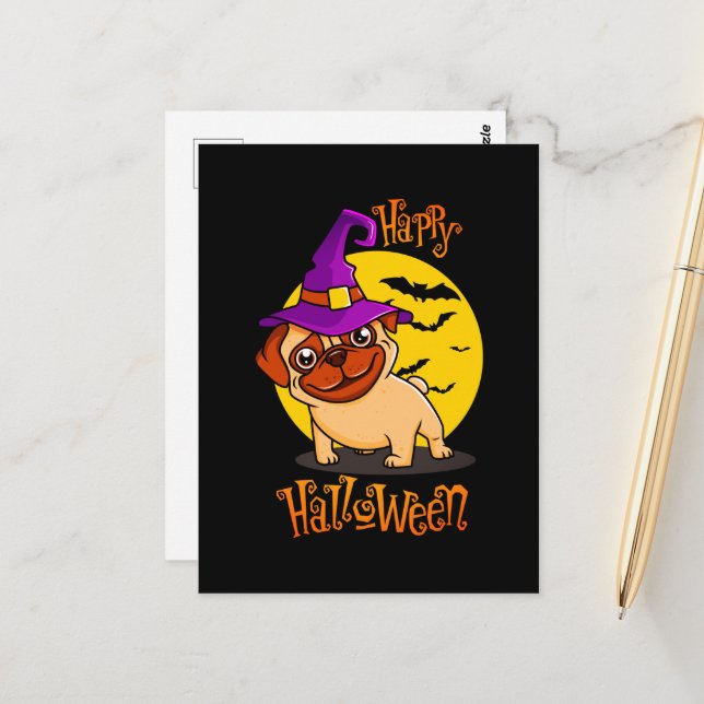 Postal BooF -Bruno el Bulldog francés de brujería (Anverso/Reverso In Situ)