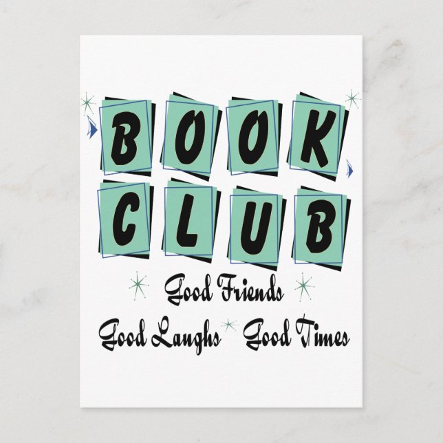 Postal Book Club Retro - Buenos amigos, tiempos y risas (Anverso)