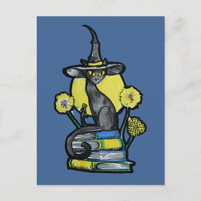 Postal Bookish Cat Witch                                  (Anverso)