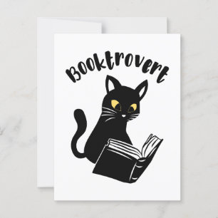 Postal Booktrovert cat con libro