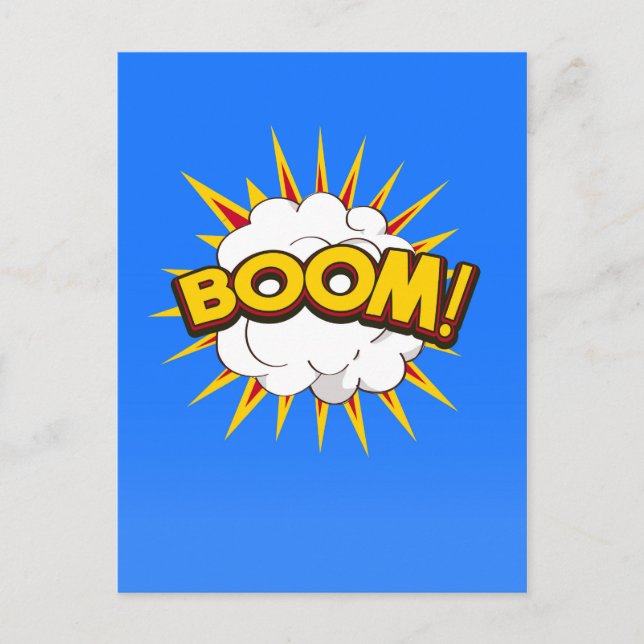 Postal ¡Boom! Explosión de dibujos animados (Anverso)