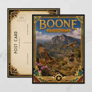 Postal Boone Carolina del Norte Arte Deco Edad de Oro