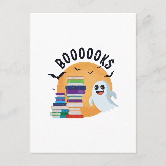 Postal Boooooks Halloween, Booooks Cute Halloween    (Anverso)