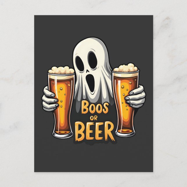 Postal Boos O Cerveza Graciosa Oktoberfest Fantasma Hallo (Anverso)