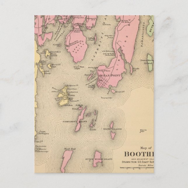 Postal Boothbay, islas adyacentes (Anverso)