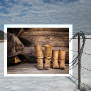 Postal Boots de cowboy con dos pares de dientes en cabina