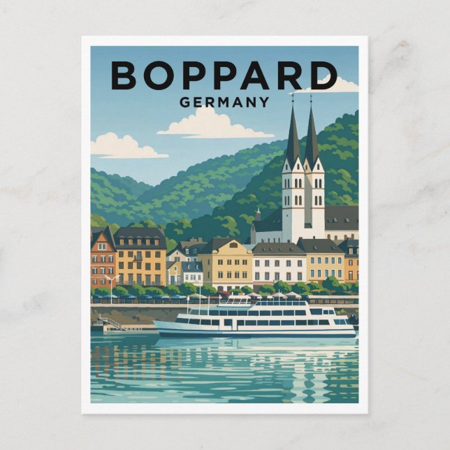 Postal Boppard Germany Vintage Travel Art Postcard (Anverso)