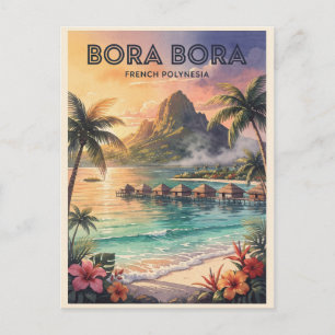 Postal Bora Bora Polinesia Francesa Vintage