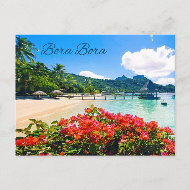 Postal Bora Bora Tahití Hermosa Playa Tropical (Anverso)
