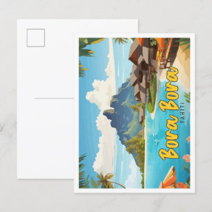 Postal Bora Bora Tahiti Pop Art Travel Ilustracion