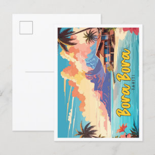 Postal Bora Bora Tahiti Pop Art Travel Ilustracion