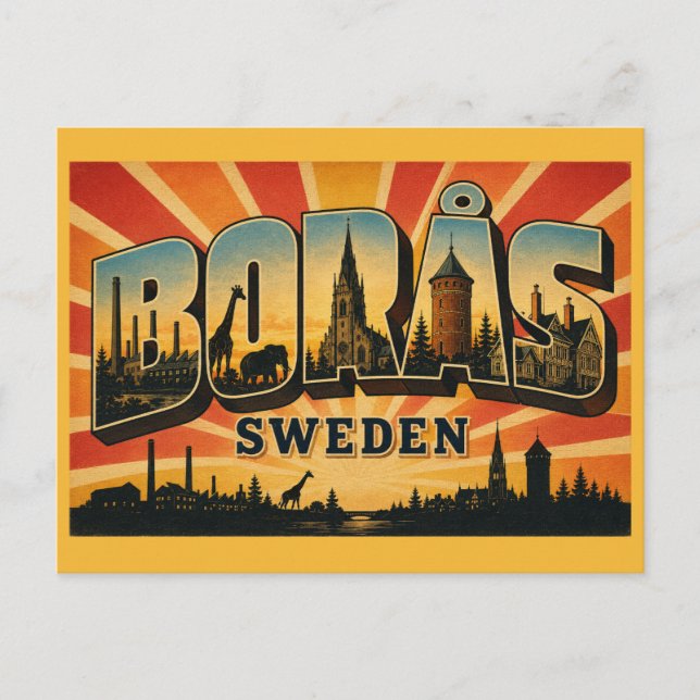 Postal Borås Suecia Textil y Zoo (Anverso)