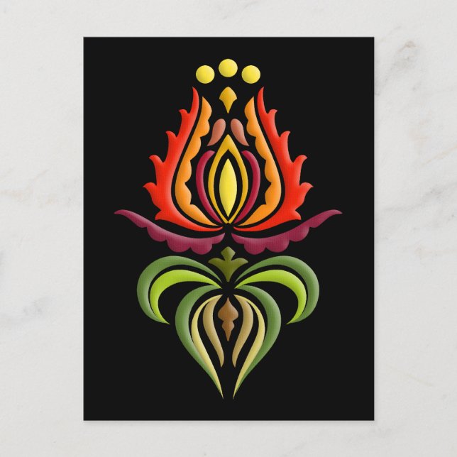 Postal Bordado de Fancy Mantle - Arte folclórico húngaro (Anverso)