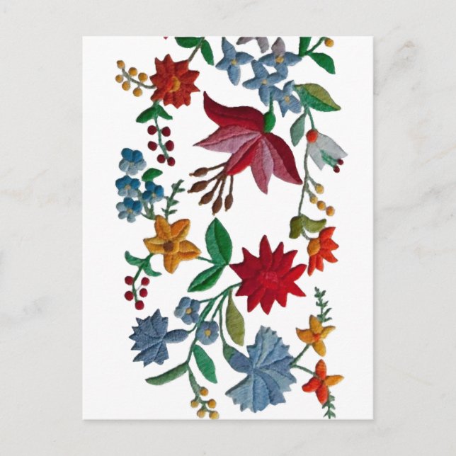 Postal Bordados Folkart de Hungría (Anverso)