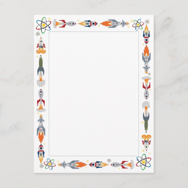 Postal Borde de cohete vintage (Anverso)