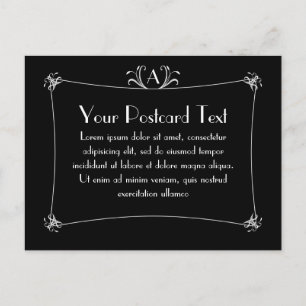 Postal Borde elegante de personalizable con monograma