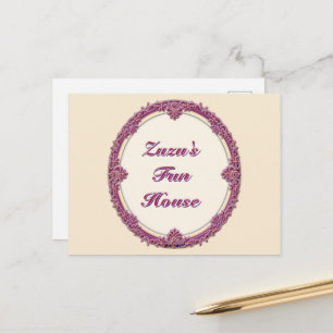 Postal Borde Elegante Personalizable Morado/Rosa y Crema