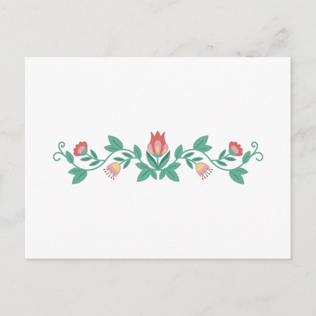 Postal Borde floral de arte folclórico (Anverso)