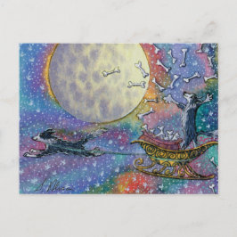 Postal Borde perro de Collie tirando huesos al mundo