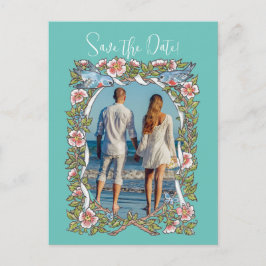 Postal Borde verde azulado de aves silvestres salva foto