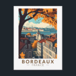 Postal Bordeaux France Viajes de arte Vintage<br><div class="desc">Diseño de viaje vectorial retro de burdeos. Burdeos,  centro de la famosa región vinícola,  es una ciudad portuaria situada en el río Garonne,  al suroeste de Francia.</div>