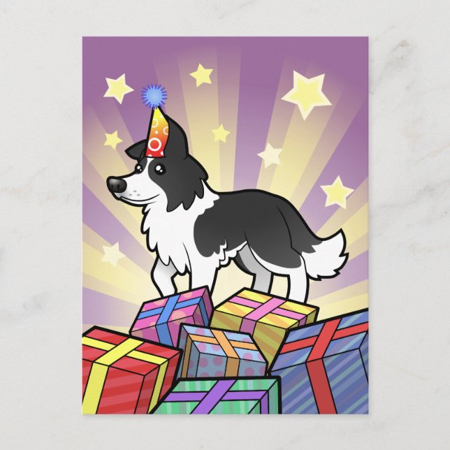 Postal Border Collie de cumpleaños (Anverso)