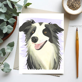 Postal Border Collie | Perro Hermoso Mascota Acuarela