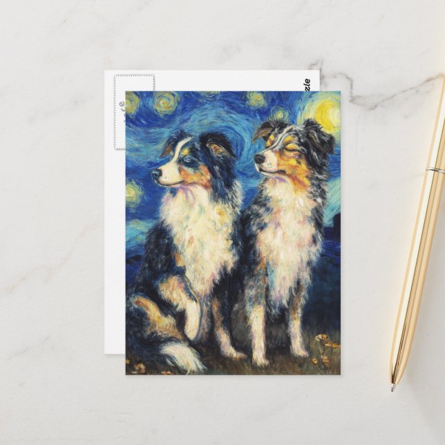 Postal Border Collies de Van Gogh (Anverso/Reverso In Situ)