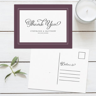 Postal Bordes modernos de lujo púrpura para bodas