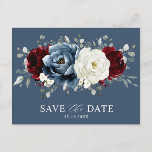 Postal Borgoña azul pizarra Boho marfil blanco salva la f