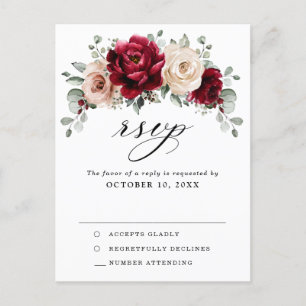 Postal Borgoña Champagne Ivory Mauve Rosa Floral RSVP