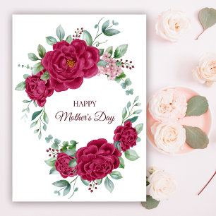 Postal Borgoña: Peonies de color alegran el día de la mad
