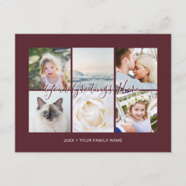 Postal Borgona Personalizadas 6 fotos Saludos Universales