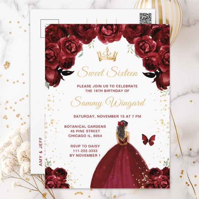 Postal Borgoña Red Brunette Hair Princess Dulce (Subido por el creador)