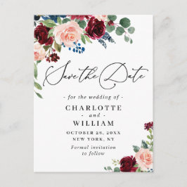 Postal Borgoña Rosas de la Marina de Rubor casados salvan