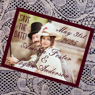 Postal Borgoña victoriana Mensajes de texto y marcos para