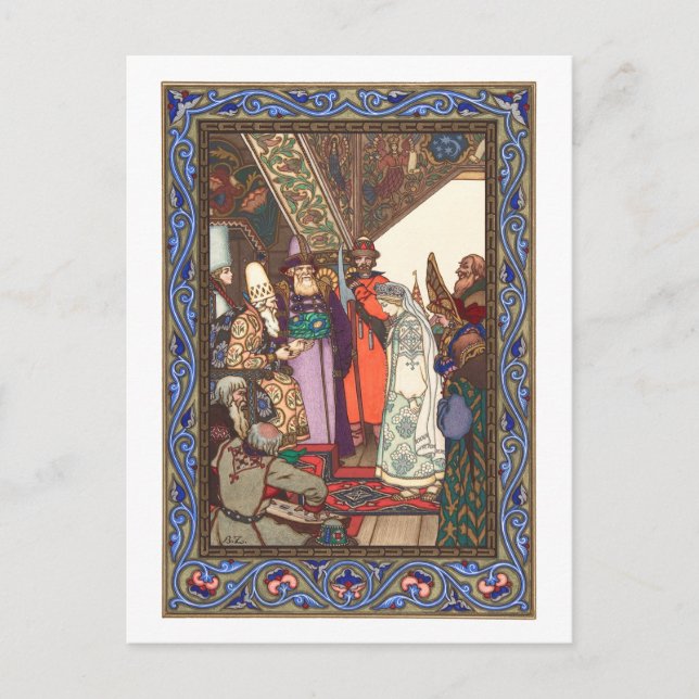 Postal Boris Zvorykin - La dama de la nieve (Anverso)