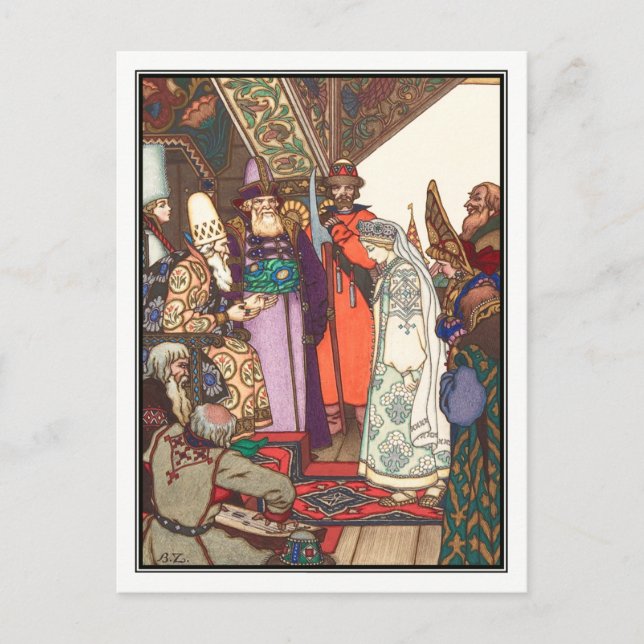Postal Boris Zvorykin - La dama de la nieve (Anverso)