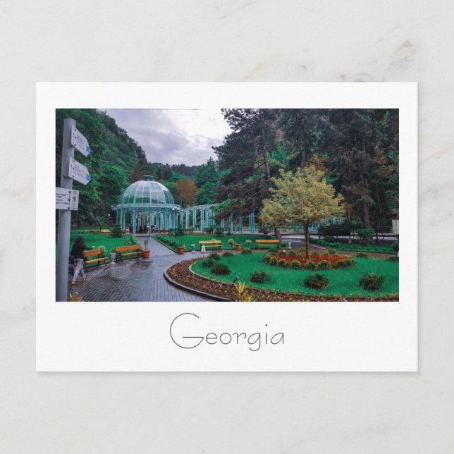Postal Borjomi Georgia Hot Springs Caucuses Montañas (Anverso)
