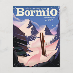 Postal Bormio,Sondrio, región de Lombardía, poster de esq