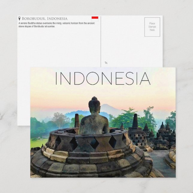 Postal Borobudur, Indonesia Travel Postcard (Anverso / Reverso)