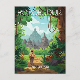 Postal Borobudur Indonesia unesco Viaje retro vintage